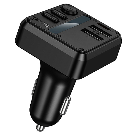 Bluetooth FM модулятор, E89, HOCO, 1 PD (30Вт)+1 USB 3A (15Вт)+1 USB 5V/0,5A (для USB накопителя), черный