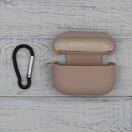 Чехол силиконовый для Airpods Pro/Pro 2, X-CASE, бледно-розовый с карабином