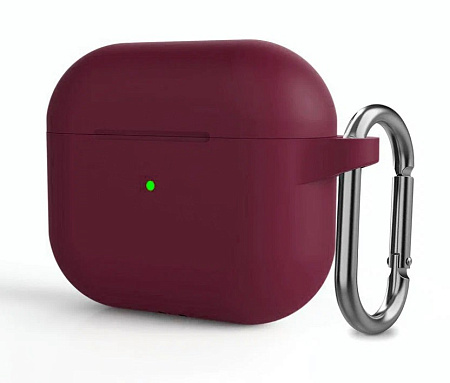 Чехол силиконовый для Airpods 3 case, X-CASE, алый с карабином