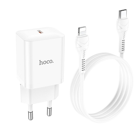 Сетевое зарядное устройство, 1 PD 20W (N27), HOCO, Type-C to Lightning, белый