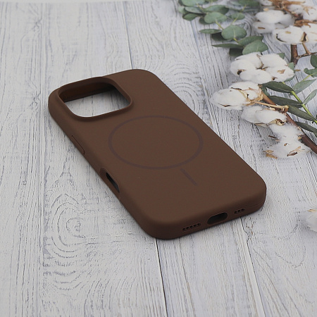 Чехол-накладка для iPhone 16 Pro Max, Silicon Case, магнитный (MagSafe), без лого, X-CASE, коричневый