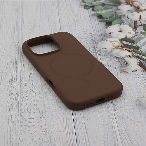 Чехол-накладка для iPhone 16 Pro Max, Silicon Case, магнитный (MagSafe), без лого, X-CASE, коричневый