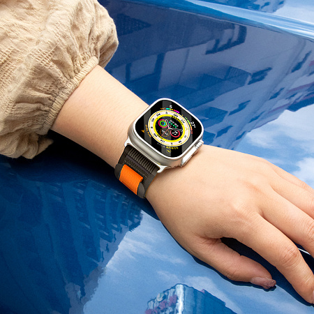 Ремешок на руку для Apple Watch 38/40/41/42 мм, HOCO, WA14, нейлоновый, черный с серым