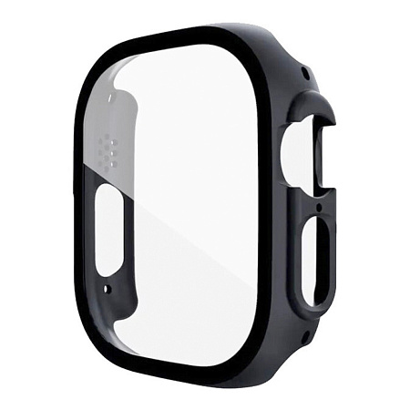 Защитное стекло с чехлом для Apple Watch 49mm, ударопрочный, цвет черный