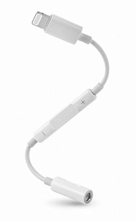 Переходник Lightning to наушники Jack+зарядка Lightning, MH024, с bluetooth, музыка, разговор, переключ гром-ти, белый