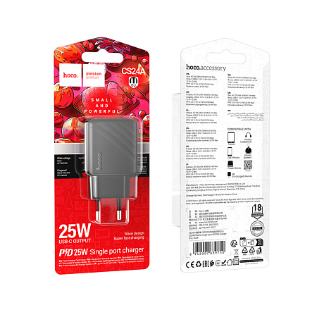 Сетевое зарядное устройство, 1 PD 25W (CS24A), HOCO, черный