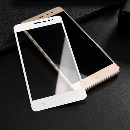 Защитное стекло на Xiaomi Redmi Note 3/ Note 3 Pro Special Edition, закругленное, белое, X-CASE