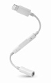 Переходник Lightning to наушники Jack+зарядка Lightning, MH024, с bluetooth, музыка, разговор, переключ гром-ти, белый