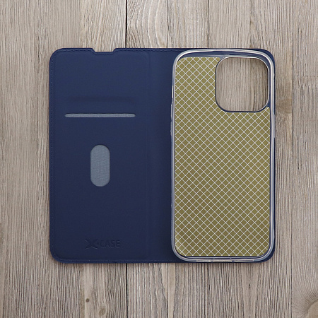Чехол-книжка для iPhone 15 Pro Max, X-CASE, боковой, синий