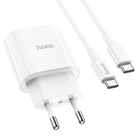 Сетевое зарядное устройство, 1 PD 20W (C94A), HOCO, Type-C to Type-C, белый
