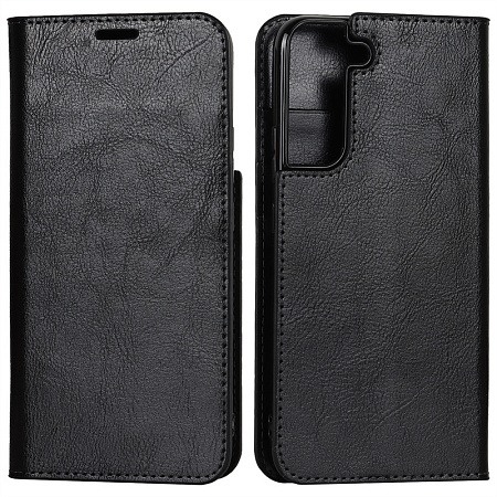 Чехол-книжка для Samsung Galaxy S22, боковой, экокожа, черный