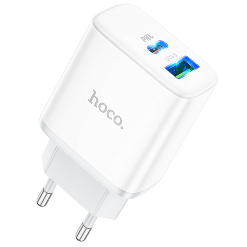 Сетевое зарядное устройство, 1 PD 20W + 1 USB 3.0 QC (C105A), HOCO, белый