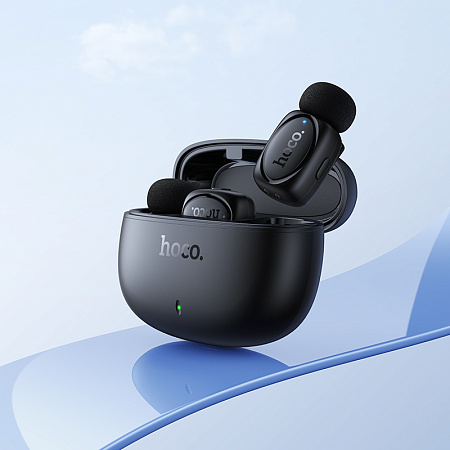 Беспроводной микрофон (2 шт) с приемником для Type-C и Lightning, L19, HOCO, черный