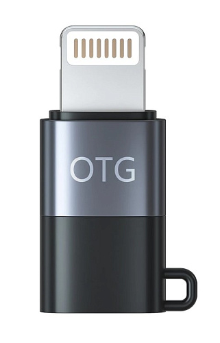 Переходник Type-C (мама) на Lighting (папа), с возможностью подключения устройств USB-C, черный