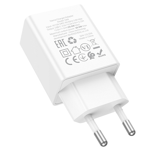 Сетевое зарядное устройство, 1 PD 20W (N68), HOCO, цвет белый
