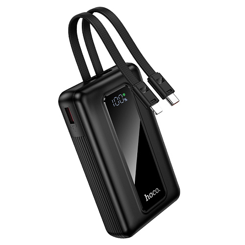 Универсальный Доп. Аккумулятор 20000mAh, J162A, HOCO, выход: 1 USB (22.5) 1 PD (20W) кабель: Type-C, Lightning, черный