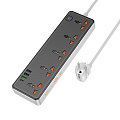 Сетевой фильтр на 5 розеток+3 USB+1 PD, 1.5м, AC14A, HOCO, черный