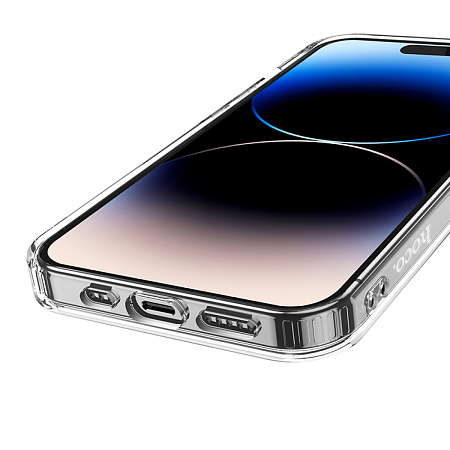Чехол силиконовый для iPhone 14 Pro Max, Магнитный (Magsafe), HOCO, прозрачный
