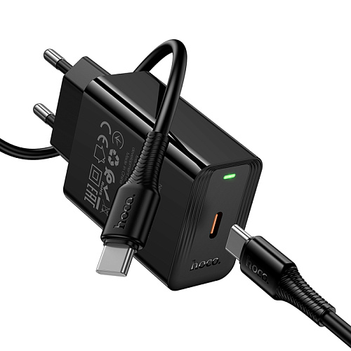 Сетевое зарядное устройство, 1 PD 20W  (CS93A), HOCO, Type-C to Type-C, черный