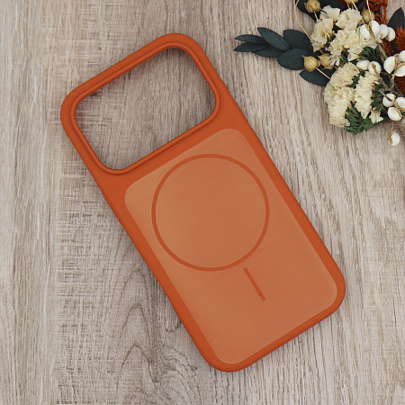 Чехол-накладка для iPhone 17 Pro Max, Silicon Case, магнитный (MagSafe), с дизайном, без лого, X-CASE, оранжевый