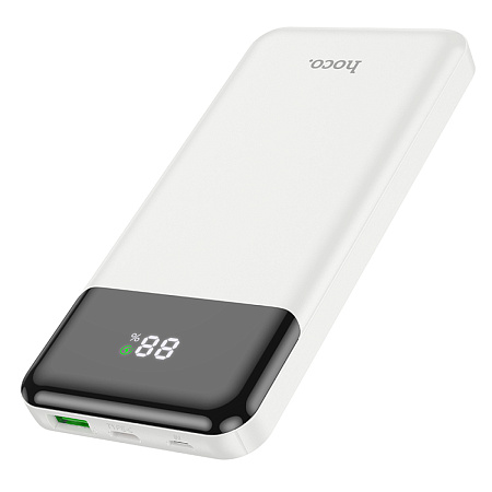 Универсальный Доп. Аккумулятор 10000mAh, J102, HOCO, выход: 1 USB (18W)+1 PD 20W, белый