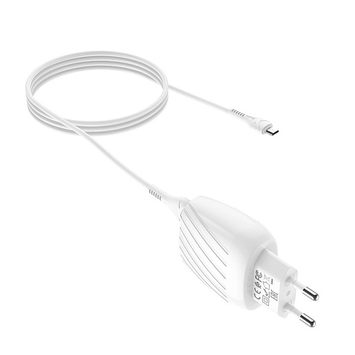 Сетевое зарядное устройство, 2 USB 2.4A (C78A), HOCO, Micro, белый