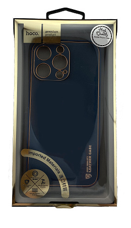 Чехол силиконовый для iPhone 13 Pro Max (6.7), Graceful Leather series, HOCO, синий