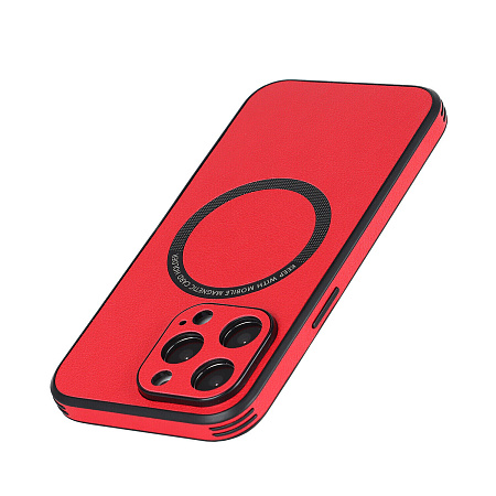 Чехол силиконовый для iPhone 14 Pro (6.1), Магнитный (MagSafe), экокожа, DU DU, красный