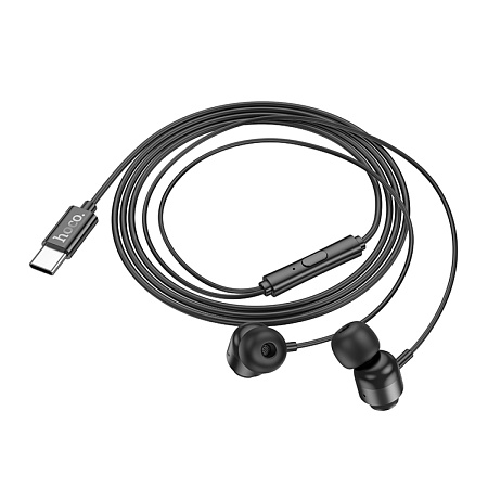 Проводные наушники M122, Type-C, HOCO,с микрофоном, вакуумные, черный
