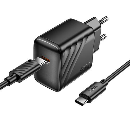 Сетевое зарядное устройство, 1 PD 25W (CS24A), HOCO, Type-C to Type-C, черный