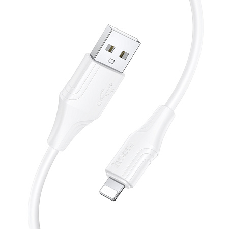 USB дата кабель Lightning, HOCO, X124, 1 метр, ток до 2.4A, цвет белый
