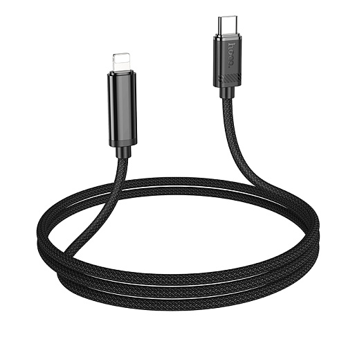 Кабель Lightning to Type-C (PD), HOCO, U127, 1.2м, с указанием заряда аккумулятора, черный