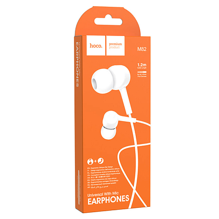 Проводные наушники M82, La musique universal earphones, HOCO, вакуумные с микрофоном, белые