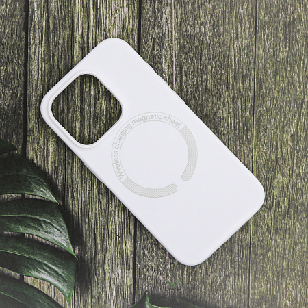 Чехол-накладка для iPhone 15 Pro Max, Silicon Case, магнитный (MagSafe), без лого, X-CASE, белый