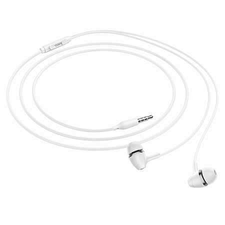 Проводные наушники M76 Maya universal earphones, HOCO, вакуумные с микрофоном, белые