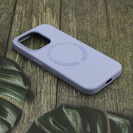 Чехол-накладка для iPhone 15 Pro Max, Silicon Case, магнитный (MagSafe), без лого, X-CASE, светло-голубой