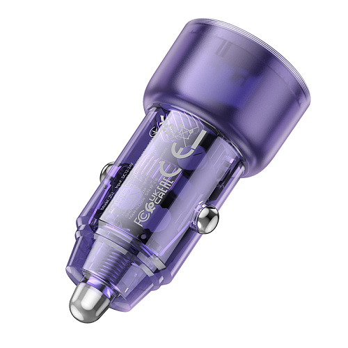 Автомобильное зарядное устройство, 1 USB 18W, 1 PD 20W (Z52), HOCO, фиолетовый