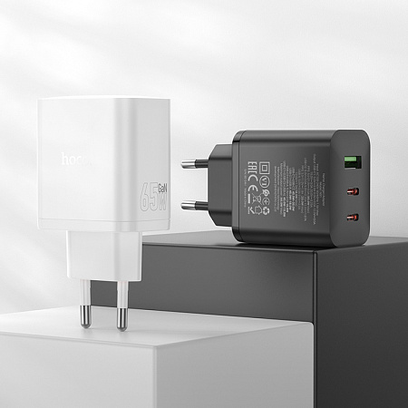 Сетевое зарядное устройство, 2 PD 65W + 1 USB 3.0 QC (N51), HOCO, белый