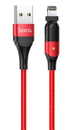 USB дата кабель Lightning, HOCO, U100, Разъем можно поворачивать на 180°, красный