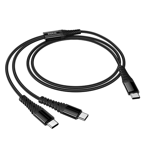Кабель с 1 Type-C на 2 Type-C, X123, HOCO, 5V 3A, цвет черный