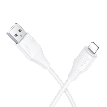 USB дата кабель Lightning, HOCO, X124, 1 метр, ток до 2.4A, цвет белый