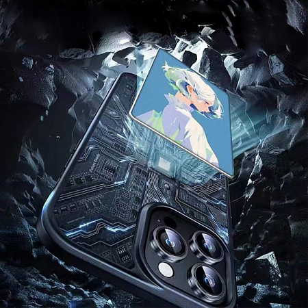 Чехол-накладка для iPhone 15 Pro Max, с экраном, без лого, X-CASE, черный