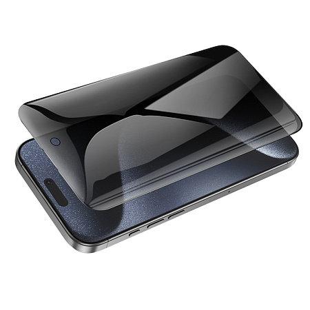 Защитное стекло для iPhone 16 Pro Max, G15, HOCO, Guardian shield series full-screen anti-spy tempered glass, черное