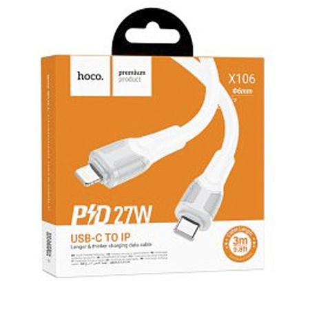 Кабель Lightning to Type-C (PD), HOCO, X106, 3м, белый