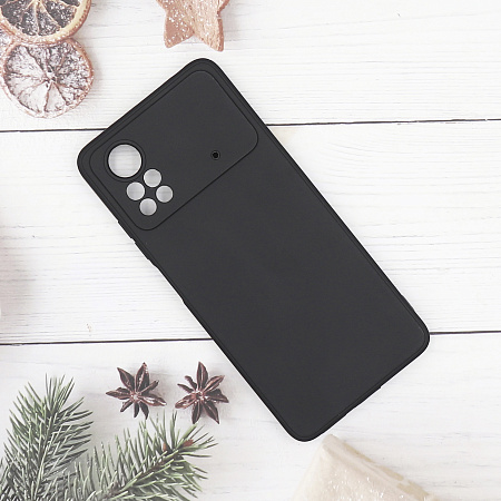 Чехол силиконовый для Xiaomi Poco X4 Pro (5G), с микрофиброй внутри, с защитой камеры, X-CASE, черный