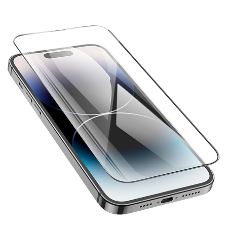 Защитное стекло на iPhone 13 (6.1)/13 Pro/14/16e, G10, HOCO, Full screen HD anti-static tempered glass, черное