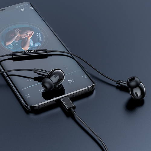 Проводные наушники M83, Type-C, Original series earphones, HOCO, вакуумные с микрофоном, черные
