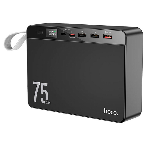 Универсальный Доп. Аккумулятор 75000mAh, J94, HOCO, выход: 2 USB+1 PD 20W, черный
