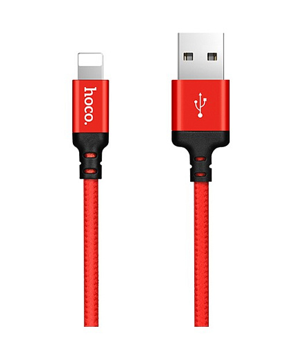USB дата кабель Lightning, HOCO, X14, 2М, красный