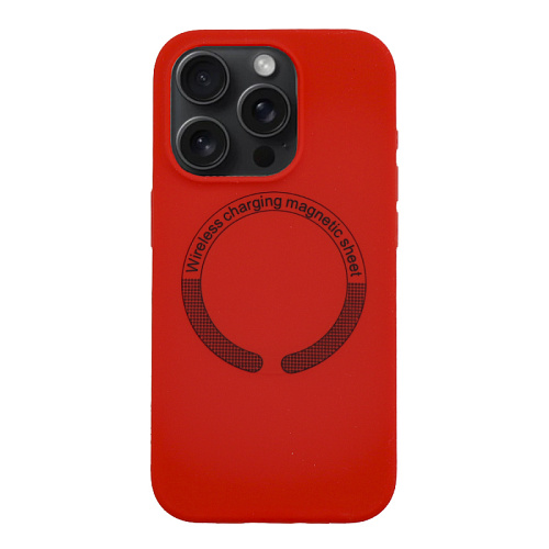 Чехол-накладка для iPhone 15 Pro, Silicon Case, магнитный (MagSafe), без лого, X-CASE, красный